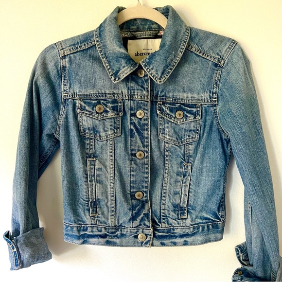 Abercrombie Classic Crop Jean Jacket, Adult XS and Kids XL - Picture 1 of 8
